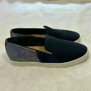 Birdies Blue &‎ Silver Glitter Slip On Shoes Velvet Slippers Loafers Flats Sz 7